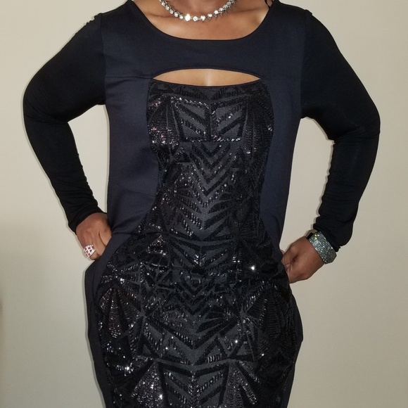 NWT Lane Bryant Black Sequin Dress - Picture 5 of 6